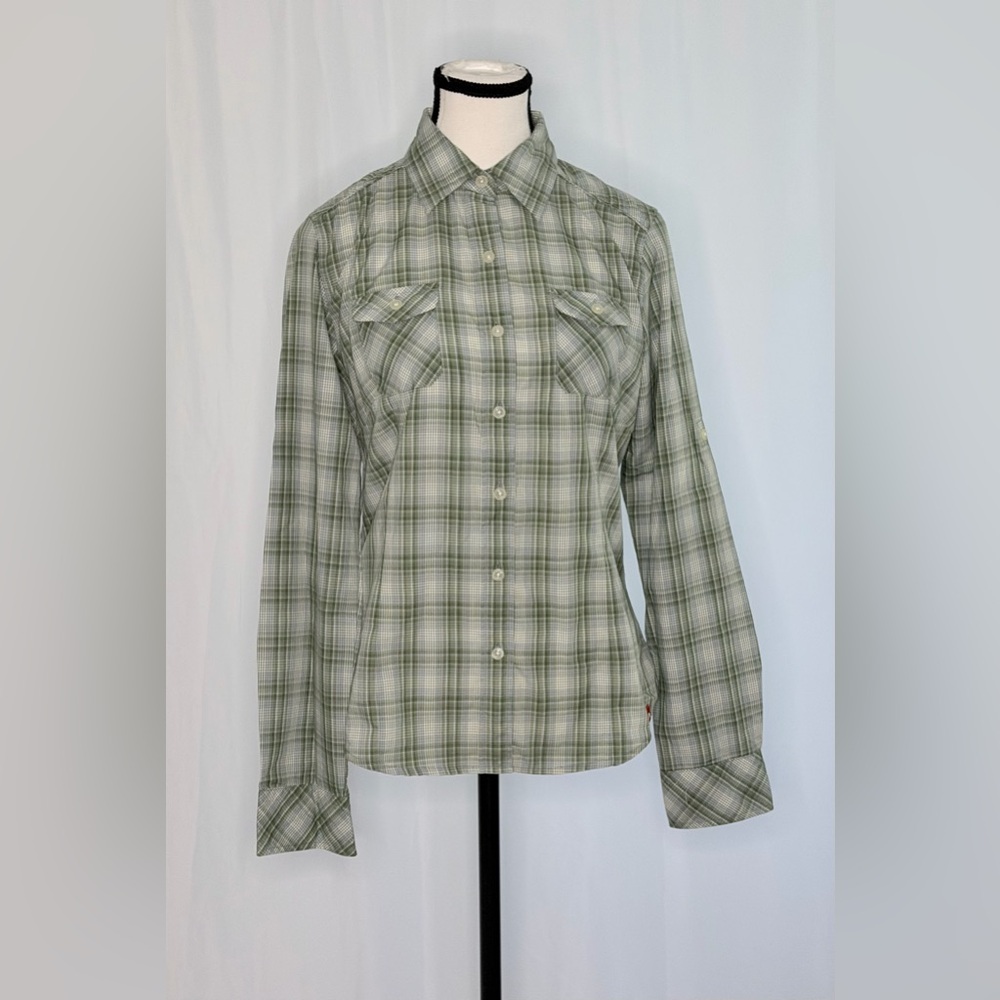 North Face Women’s Plaid Button Up Shirt Floral Embroidered Back Size Small 2008
